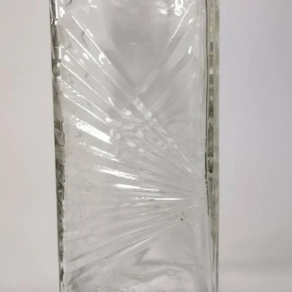 Vintage Rectangle Cut Glass Decanter Liquor Wine Corked Top Anchor Hocking - Picture 7 of 7